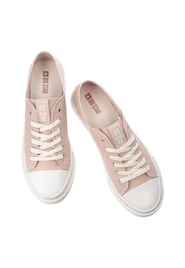 Big-Star - Różowe Trampki Big Star Modne Obuwie Damskie. Kolor: różowy. Materiał: skóra ekologiczna, materiał. Szerokość cholewki: normalna