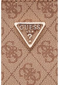 Guess - GUESS Beżowa klasyczna damska torebka Noelle. Kolor: beżowy. Materiał: skórzane. Styl: klasyczny