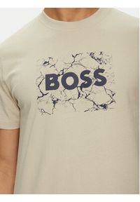 BOSS T-Shirt Logo Space 50539186 Beżowy Regular Fit. Kolor: beżowy. Materiał: bawełna #4