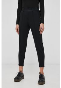 only - Only Spodnie damskie kolor czarny dopasowane high waist. Stan: podwyższony. Kolor: czarny. Materiał: materiał, wiskoza