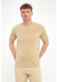 Karl Lagerfeld - T-shirt męski z ażurowym logo KARL LAGERFELD. Wzór: ażurowy #1