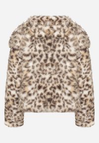Born2be - Brązowa Kurtka Futrzana w Panterkę z Szerokim Kołnierzem Nalindraea. Okazja: na co dzień. Kolor: brązowy. Materiał: futro. Wzór: motyw zwierzęcy. Styl: klasyczny, casual, elegancki #5