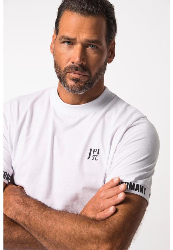 JAY-PI - Męski T-shirt FLEXNAMIC® piłka nożna rękaw 1/2 z nadrukiem Germany. Kolekcja: plus size. Kolor: biały. Materiał: materiał, poliester, bawełna. Wzór: nadruk. Sport: piłka nożna