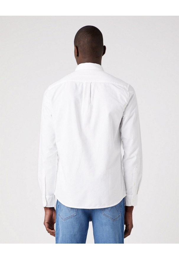 Wrangler - WRANGLER LS 1 PKT BUTTON DOWN SHIRT MĘSKA KOSZULA MATERIAŁOWA WHITE W5B1BM989 112323745. Typ kołnierza: button down. Materiał: materiał