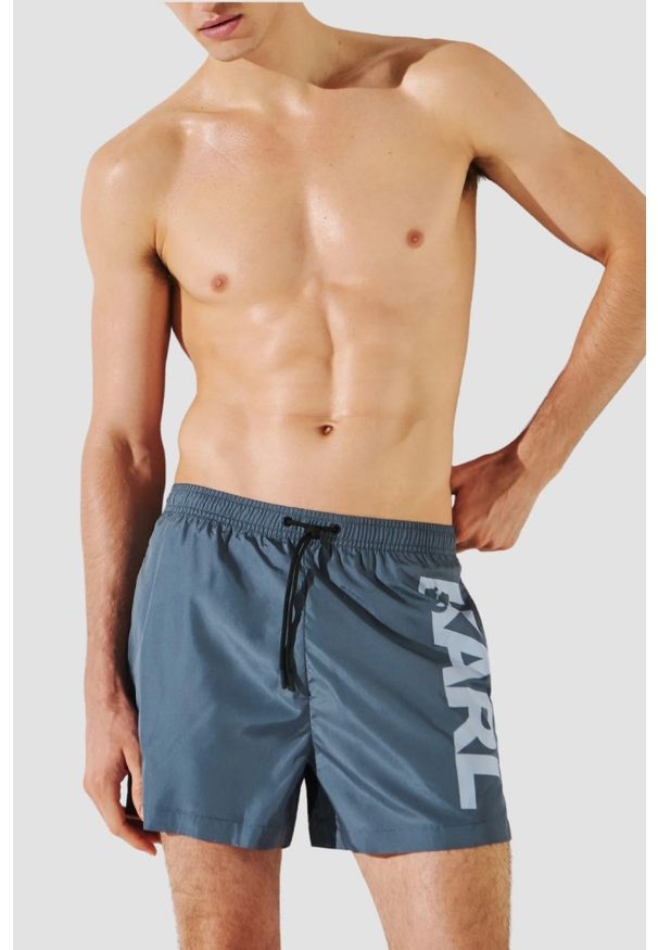 Karl Lagerfeld - KARL LAGERFELD Niebieskie kąpielówki męskie, Rozmiar S. Kolor: niebieski