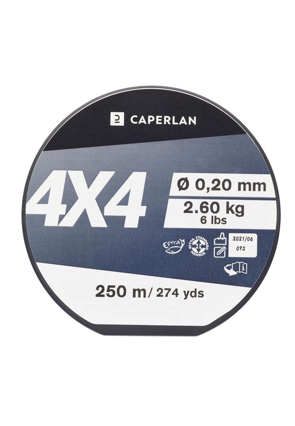 CAPERLAN - Żyłka wędkarska 4x4 250 m. Kolor: biały. Materiał: poliamid