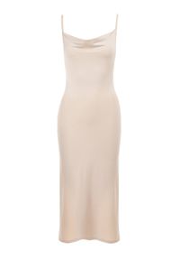 Born2be - Jasnobeżowa Sukienka Althilea. Okazja: na ślub cywilny, na wesele, na imprezę. Kolor: beżowy. Materiał: wiskoza, satyna, tkanina. Długość rękawa: na ramiączkach. Wzór: jednolity. Styl: glamour, wakacyjny. Długość: mini #2