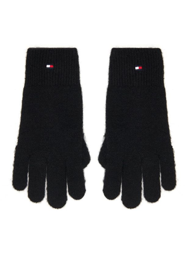 TOMMY HILFIGER - Tommy Hilfiger Rękawiczki Damskie Flag Fluffy AW0AW17797 Czarny. Kolor: czarny. Materiał: poliester, materiał