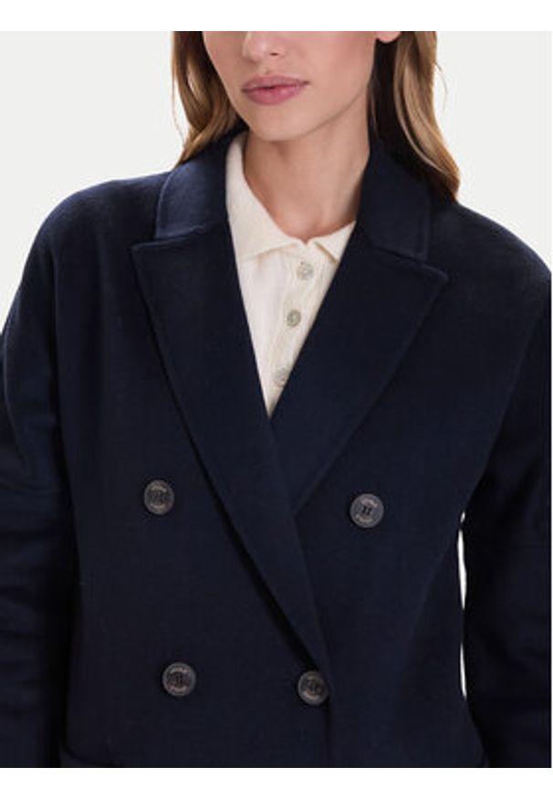 ViCOLO Płaszcz wełniany TF0001 Granatowy Regular Fit. Kolor: niebieski. Materiał: syntetyk