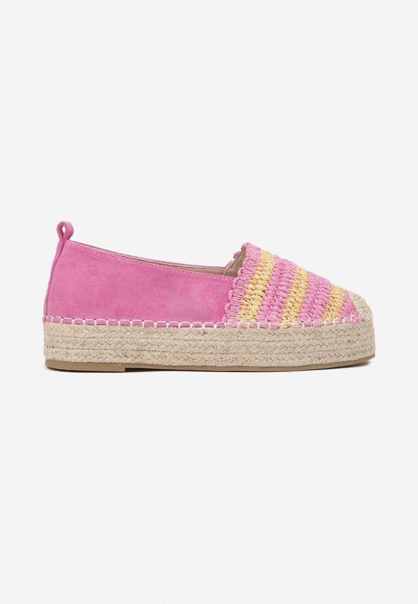Born2be - Fuksjowe Espadryle na Grubej Plecionej Podeszwie Leline. Okazja: na co dzień. Kolor: różowy. Styl: casual