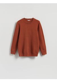 Reserved - Sweter z wiskozą - miedziany. Kolor: brązowy. Materiał: wiskoza