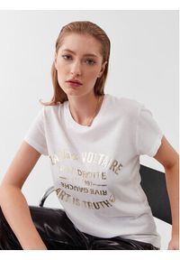 Zadig&Voltaire T-Shirt Walk Blason Foil JWTS01536 Biały Regular Fit. Kolor: biały. Materiał: bawełna #4