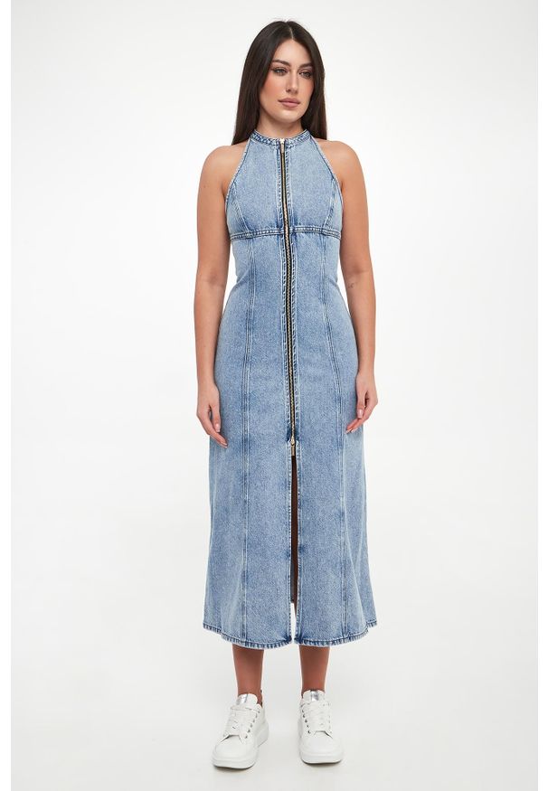 Armani Exchange - Sukienka jeansowa midi ARMANI EXCHANGE. Materiał: jeans. Długość: midi