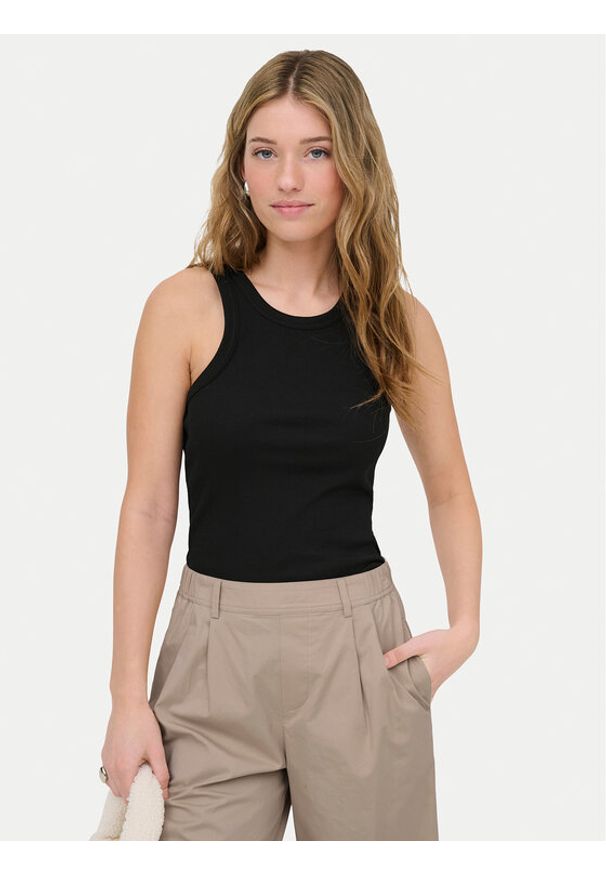 only - ONLY Top Val 2-Way 15371705 Czarny Slim Fit. Kolor: czarny. Materiał: bawełna