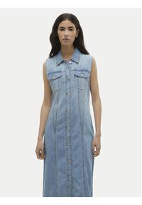 Vero Moda Sukienka jeansowa Zadie 10309673 Niebieski Regular Fit. Kolor: niebieski. Materiał: bawełna #6