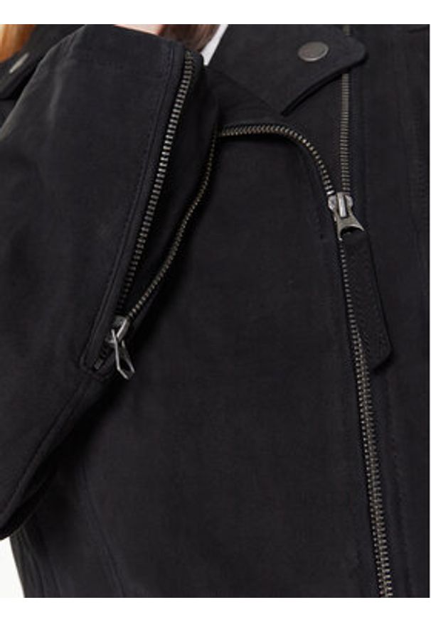Pepe Jeans Kurtka skórzana Roma PL402145 Czarny Regular Fit. Kolor: czarny. Materiał: skóra