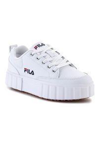 Buty Fila Sandblast C W FFW0060-10004 białe. Kolor: biały. Materiał: materiał, skóra, syntetyk, guma. Szerokość cholewki: normalna. Obcas: na platformie #5