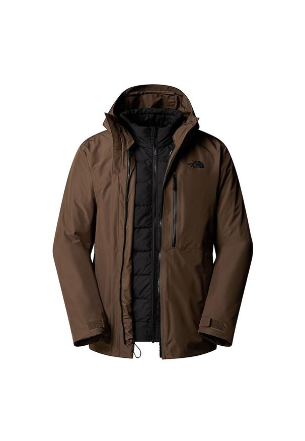 Kurtka męska The North Face 3 in 1 Table Down Triclimate 0A84IG5EX1 - brązowa. Kolor: brązowy. Materiał: syntetyk, puch, poliester. Sezon: zima. Sport: turystyka piesza