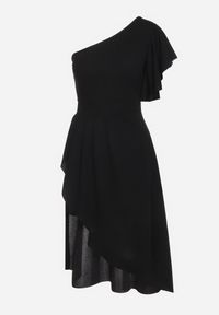 Born2be - Czarna Koktajlowa Sukienka Asymetryczna na Jedno Ramię z Falbankami Vimilora. Typ kołnierza: kołnierz z falbankami. Kolor: czarny. Materiał: materiał. Typ sukienki: asymetryczne. Styl: wizytowy #7