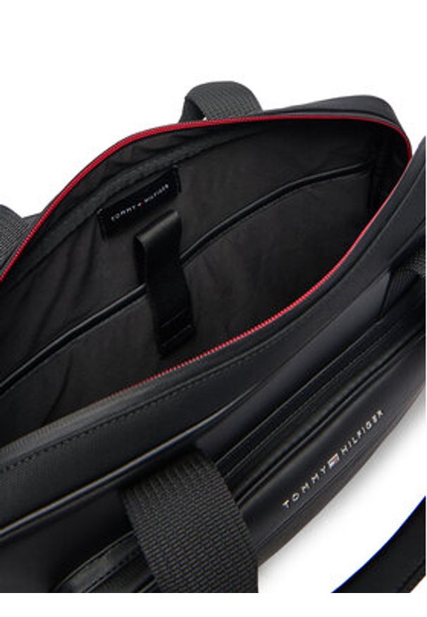 TOMMY HILFIGER - Tommy Hilfiger Torba na laptopa Th Foundation Computer Bag AM0AM13626 Czarny. Kolor: czarny. Materiał: skóra