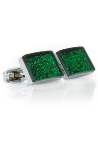 Modini - Zielone błyszczące spinki do mankietów L11. Kolor: zielony #1