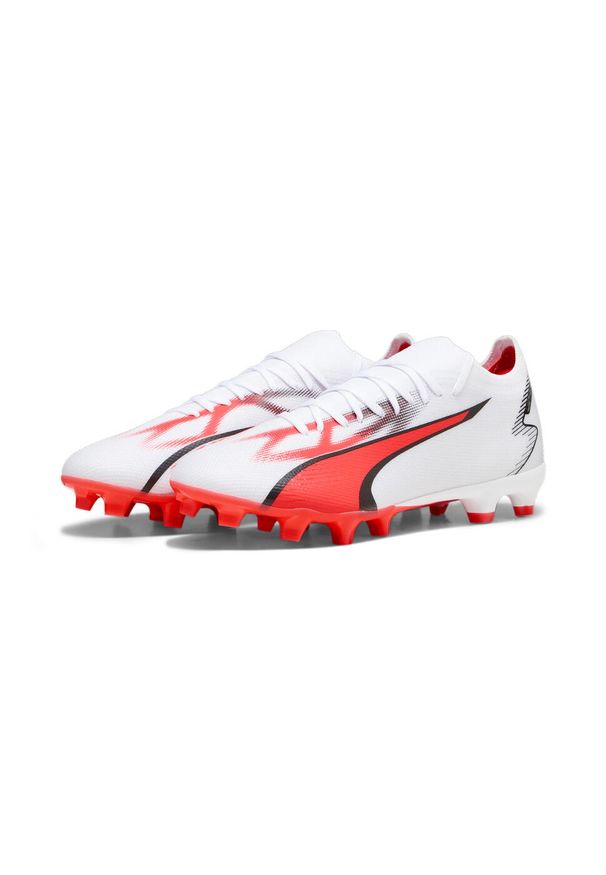 Buty piłkarskie męskie Puma Ultra Match Fg Ag. Kolor: biały, wielokolorowy, pomarańczowy, czarny. Materiał: materiał, syntetyk. Sport: piłka nożna