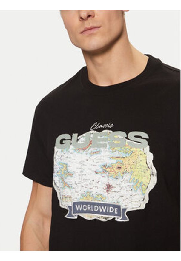 Guess T-Shirt M5RI10 I3Z14 Czarny Regular Fit. Kolor: czarny. Materiał: bawełna