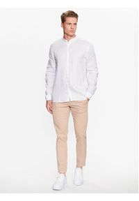 Hugo Koszula 50490740 Biały Slim Fit. Kolor: biały. Materiał: len