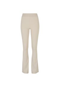 Legging flare wysoka talia recyklingowane duże rozmiary kobiet Urban Classics. Stan: podwyższony. Kolor: beżowy. Materiał: materiał #1