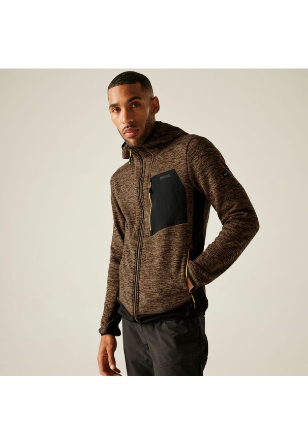 Regatta - Bluza męska rozsuwana z kapturem Alven. Typ kołnierza: kaptur. Kolor: brązowy. Materiał: dzianina, polar. Wzór: melanż. Sport: turystyka piesza