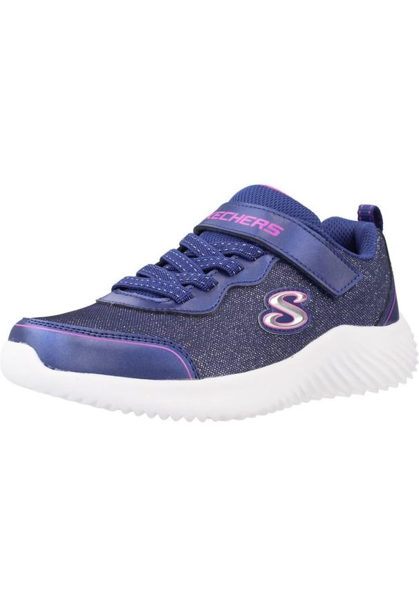 skechers - Kapcie SKECHERS BOUNDER GIRLY GROOVE Niebieski. Okazja: na co dzień. Kolor: różowy, niebieski, wielokolorowy. Materiał: syntetyk, tkanina