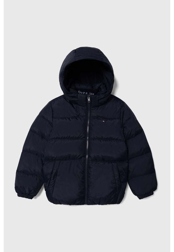 TOMMY HILFIGER - Tommy Hilfiger kurtka puchowa dziecięca kolor czarny. Okazja: na co dzień. Kolor: niebieski. Materiał: puch. Styl: casual