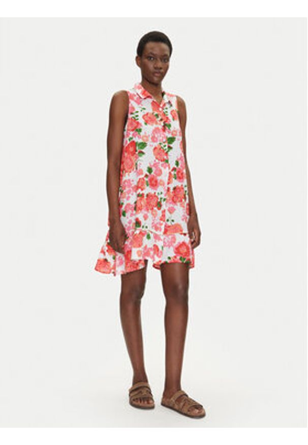 Iconique Sukienka koszulowa IC25-044 Biały Regular Fit. Kolor: biały. Materiał: bawełna. Typ sukienki: koszulowe