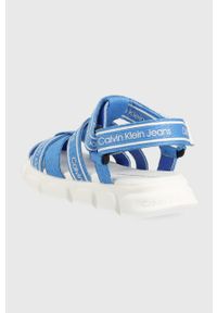 Calvin Klein Jeans sandały dziecięce kolor niebieski. Nosek buta: okrągły. Zapięcie: rzepy. Kolor: niebieski. Materiał: poliester, materiał, guma #3
