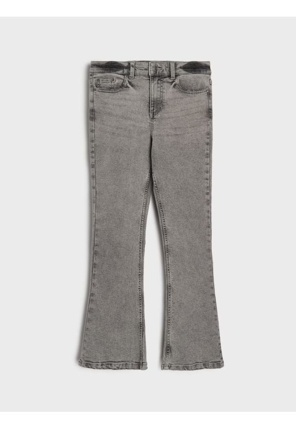 Sinsay - Jeansy flare z efektem sprania - szary. Kolor: szary