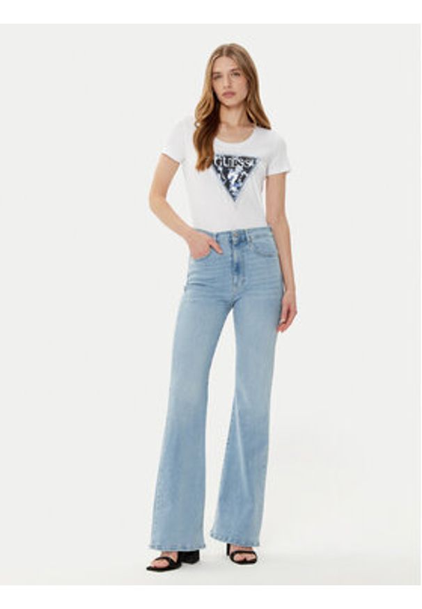 Guess T-Shirt W5RI00 J1314 Biały Regular Fit. Kolor: biały. Materiał: bawełna