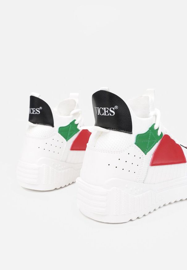 Born2be - Białe Sneakersy Dorice. Wysokość cholewki: za kostkę. Nosek buta: okrągły. Zapięcie: bez zapięcia. Kolor: biały. Materiał: materiał. Szerokość cholewki: normalna. Wzór: kolorowy, aplikacja