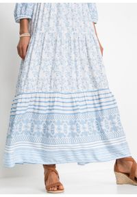 Długa sukienka bonprix biało-jasnoniebieski w graficzny wzór. Kolor: biały. Długość: maxi #2