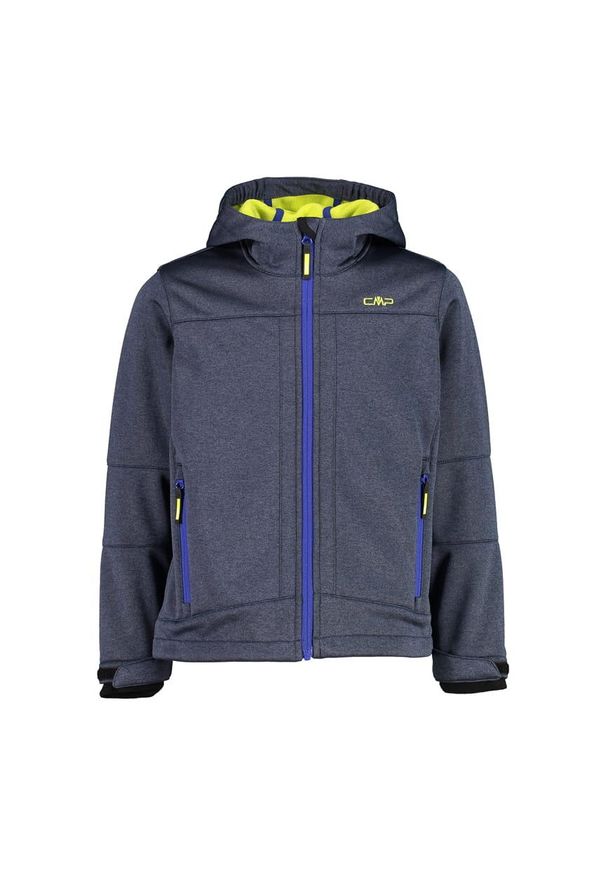 Kurtka dziecięca rowerowa CMP 3A00094M. Okazja: na co dzień. Typ kołnierza: kaptur. Kolor: niebieski, wielokolorowy, żółty. Materiał: softshell. Styl: casual, sportowy