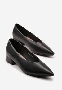 Renee - Czarne Czółenka na Słupku Vices ze Skórzaną Wkładką Alinire. Kolor: czarny. Materiał: skóra. Obcas: na słupku. Styl: elegancki #5