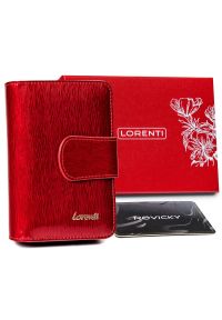 LORENTI - Portfel skórzany Lorenti 76115-SH-RFID-1677 czerwony. Kolor: czerwony. Materiał: skóra