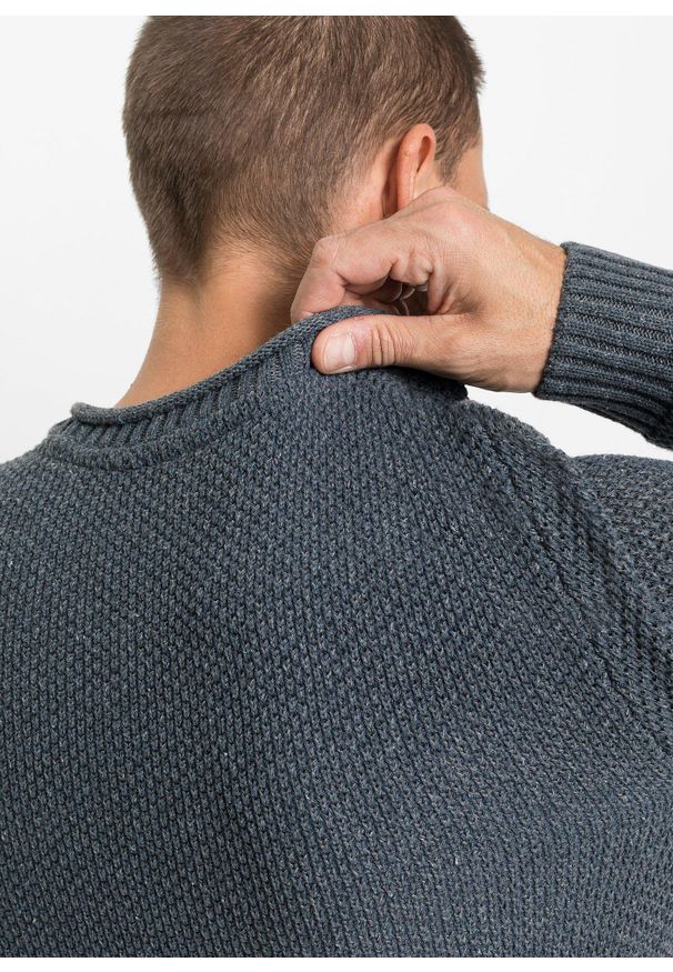 bonprix - Sweter z bawełny z recyklingu. Kolor: niebieski. Materiał: bawełna