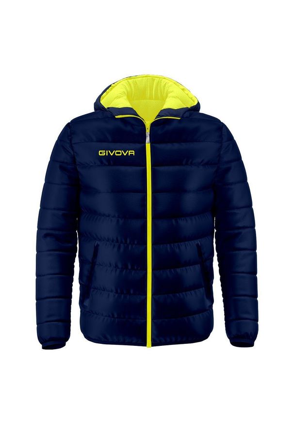 Givova Olanda kurtka pikowana męska niebieska/żółta 4XL. Kolor: niebieski, żółty, wielokolorowy. Materiał: puch. Sport: turystyka piesza