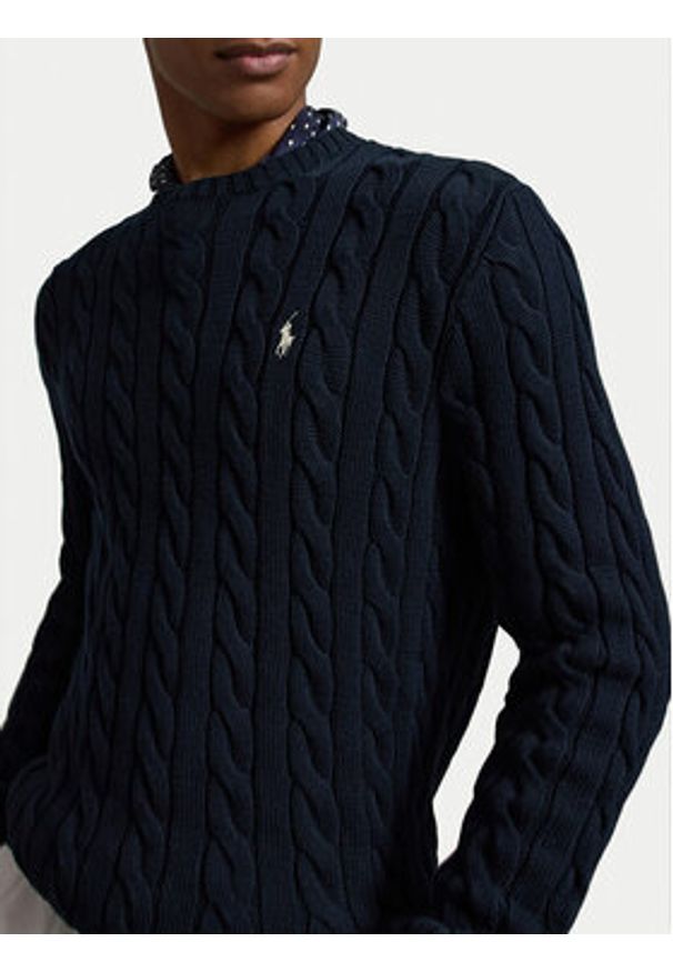 Polo Ralph Lauren Sweter 710775885555 Granatowy Regular Fit. Typ kołnierza: polo. Kolor: niebieski. Materiał: bawełna