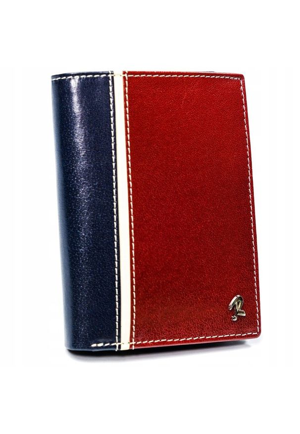 ROVICKY - Portfel męski Rovicky 326-RBA-D NAVY-RED granatowo-czerwony. Kolor: czerwony, niebieski, wielokolorowy. Materiał: skóra