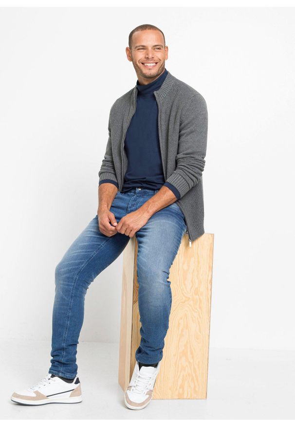 bonprix - Bawełniany kardigan z cienkiej dzianiny. Kolor: szary. Materiał: dzianina, bawełna. Długość: długie