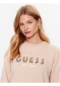 Guess Bluza W3YQ13 K8802 Beżowy Relaxed Fit. Kolor: beżowy. Materiał: bawełna