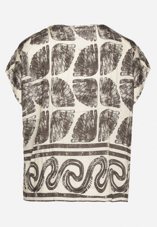 Born2be - Czarna Bluzka Nietoperz z Wiskozy w Abstrakcyjny Print Jenoloria. Okazja: na co dzień. Kolor: czarny. Materiał: wiskoza. Długość rękawa: krótki rękaw. Długość: krótkie. Wzór: nadruk. Styl: elegancki, casual, sportowy, klasyczny