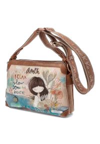 Brązowa Elegancka Torebka Damska Anekke. Kolor: beżowy. Wzór: aplikacja. Materiał: skórzane. Styl: elegancki #2