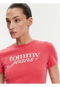 Tommy Jeans T-Shirt DW0DW20459 Różowy Slim Fit. Kolor: różowy. Materiał: bawełna #5